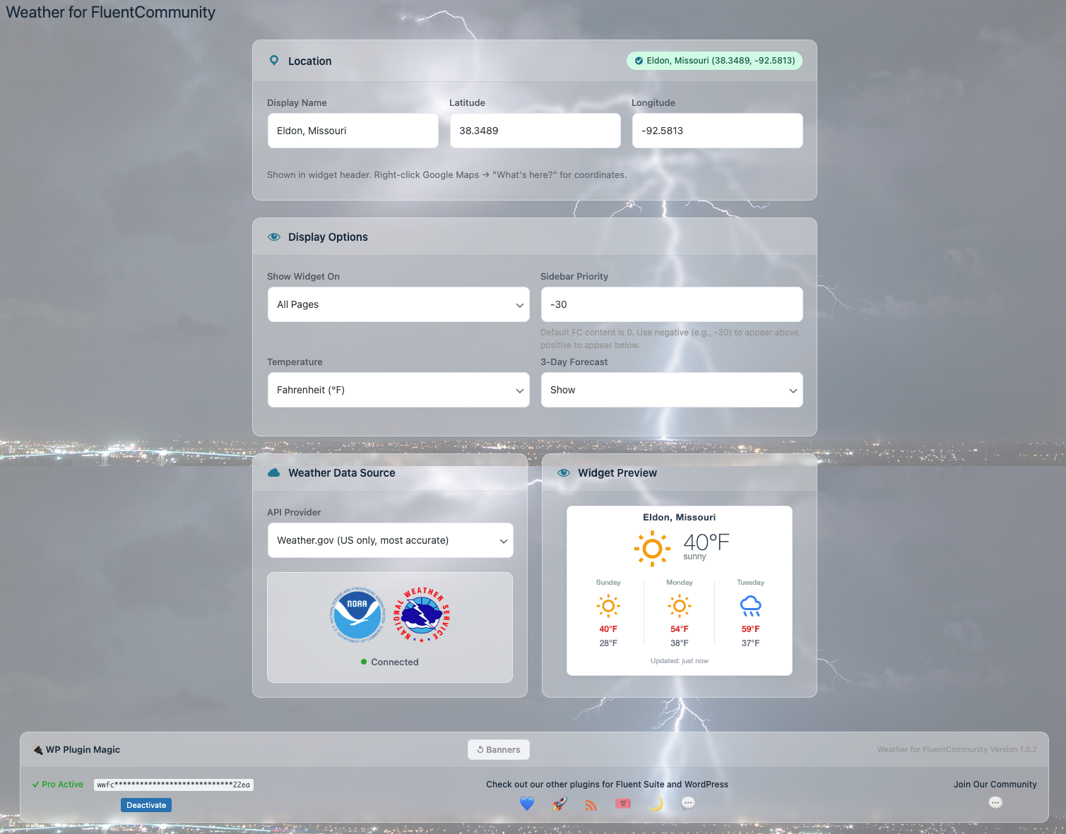 FC Weather Admin Settings